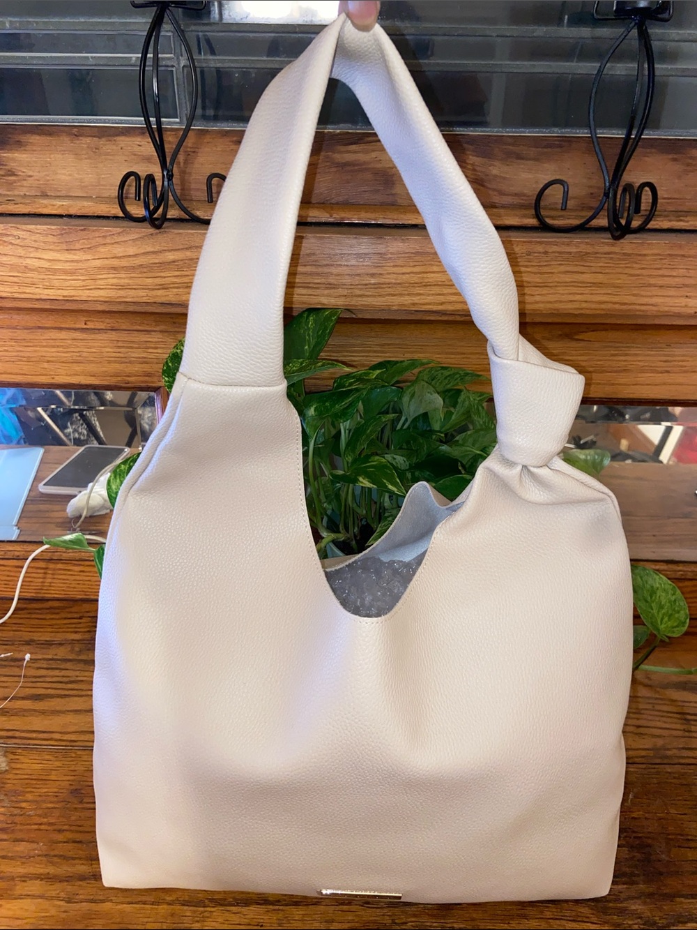 NWOT Vince Camuto Soft Ivory Knotted-Handle Shoulder Bag